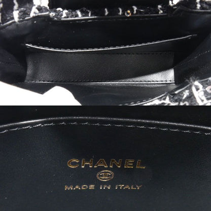 Chanel Fabric Mini Chain Shoulder Bag Black Ap3435 Sequins Ladies Preowned