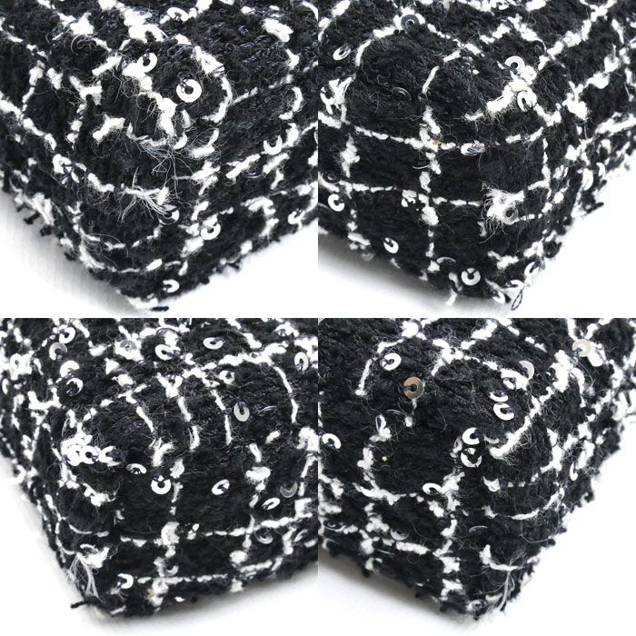 Chanel Fabric Mini Chain Shoulder Bag Black Ap3435 Sequins Ladies Preowned