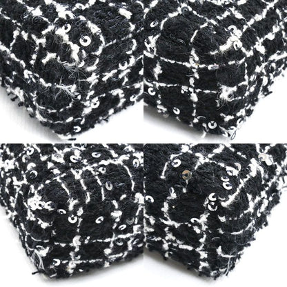 Chanel Fabric Mini Chain Shoulder Bag Black Ap3435 Sequins Ladies Preowned