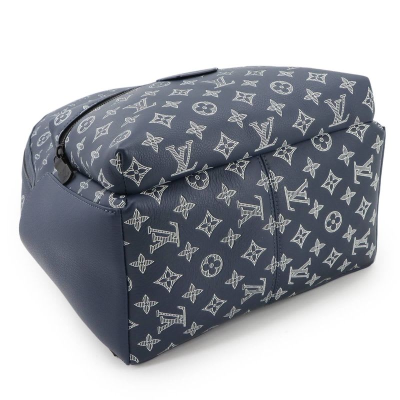 Louis Vuitton Monogram Shadow Discovery Backpack PM Leather Navy