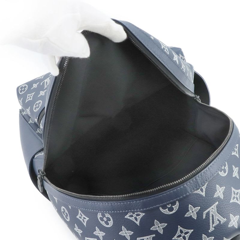 Louis Vuitton Monogram Shadow Discovery Backpack PM Leather Navy