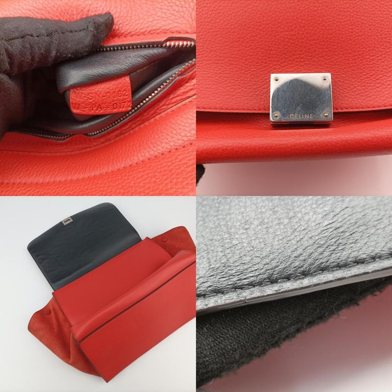 Celine Trapeze Red Leather X Suede W-sn-0162 W-pa-0172
