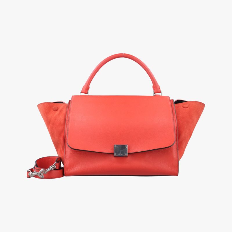 Celine Trapeze Red Leather X Suede W-sn-0162 W-pa-0172