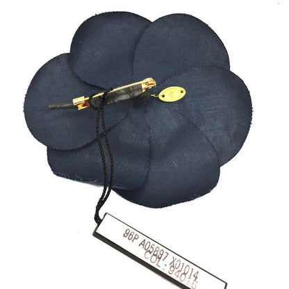 Chanel Camellia Brooch Corsage Flower Navy Aq11589