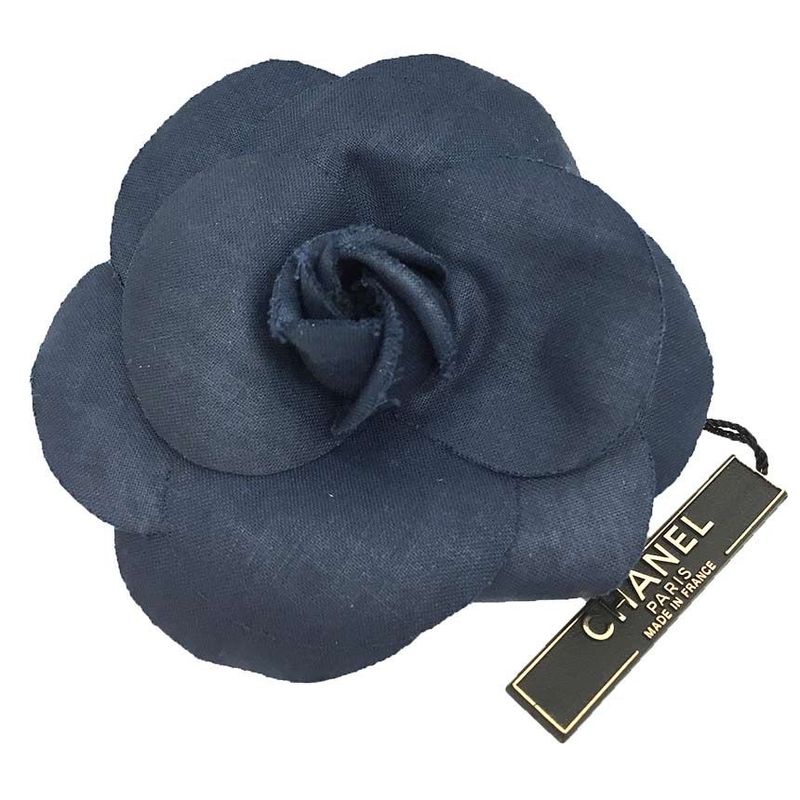 Chanel Camellia Brooch Corsage Flower Navy Aq11589