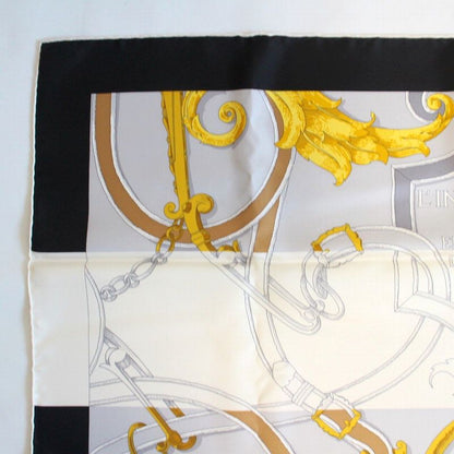 Hermes Carre 90 Scarf Badyall Teiogaku Silk Black