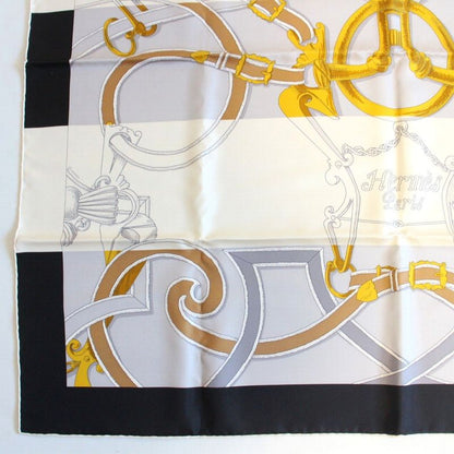 Hermes Carre 90 Scarf Badyall Teiogaku Silk Black