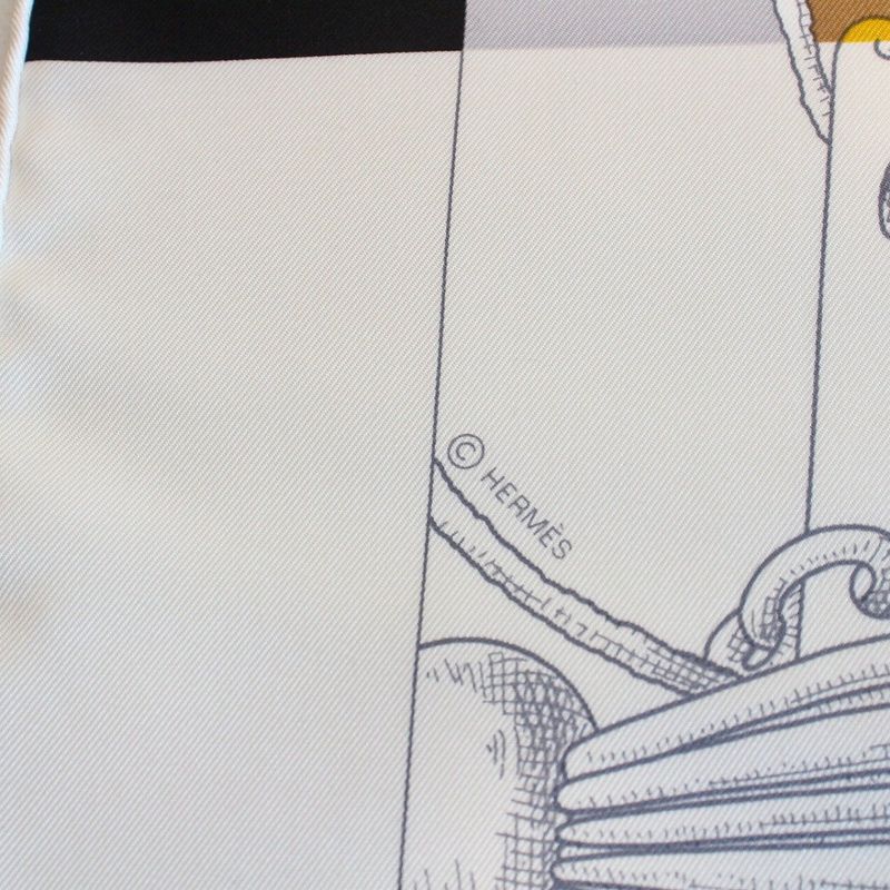 Hermes Carre 90 Scarf Badyall Teiogaku Silk Black