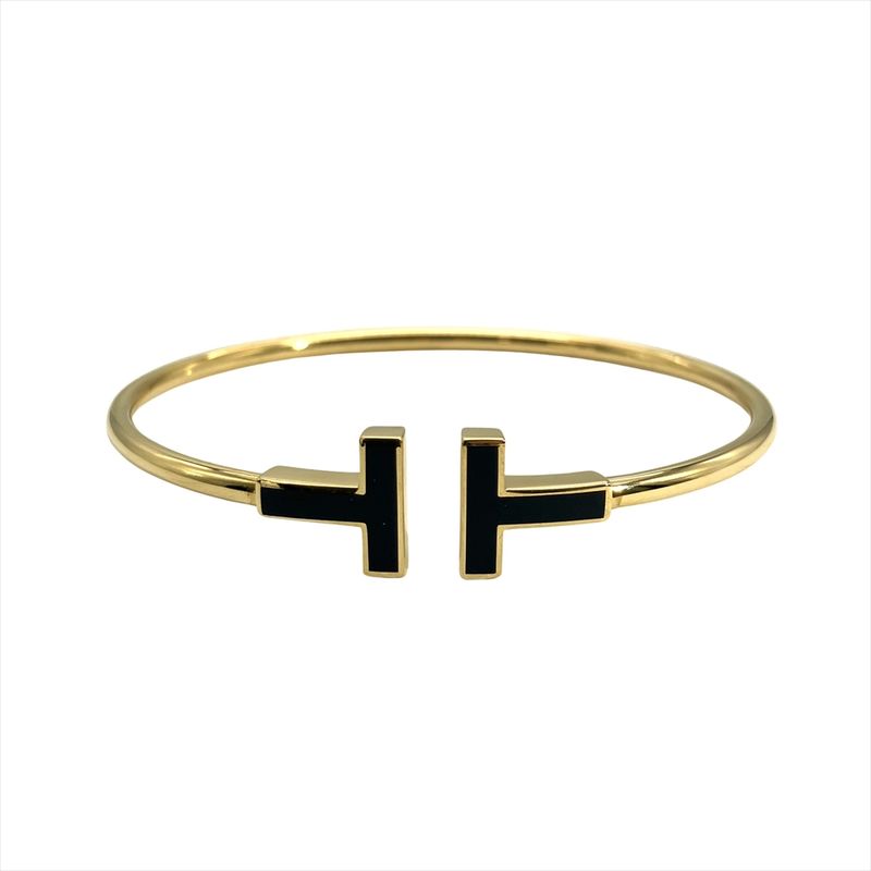 Tiffany & Co Tiffany & Co T Wire Black Onyx Bracelet 18K Yellow Gold 8.0g