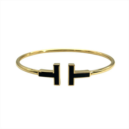 Tiffany & Co Tiffany & Co T Wire Black Onyx Bracelet 18K Yellow Gold 8.0g