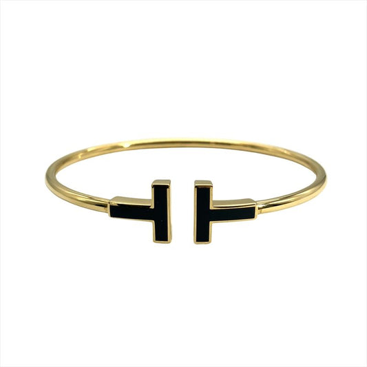 Tiffany & Co Tiffany & Co T Wire Black Onyx Bracelet 18K Yellow Gold 8.0g