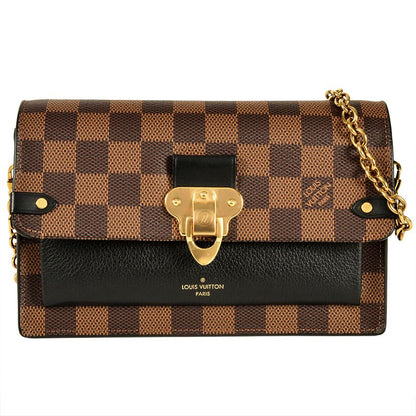 Louis Vuitton Portefeuille Vavin Chain Wallet Damier Ebène N60221 Brown Gold