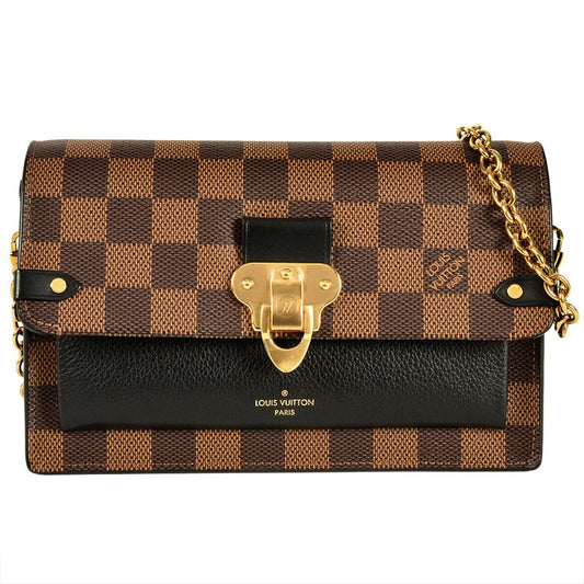 Louis Vuitton Portefeuille Vavin Chain Wallet Damier Ebène N60221 Brown Gold