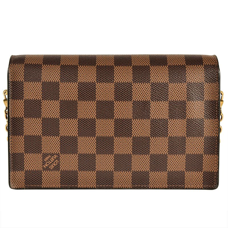 Louis Vuitton Portefeuille Vavin Chain Wallet Damier Ebène N60221 Brown Gold