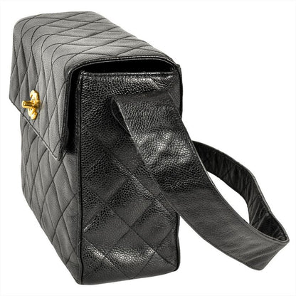 Chanel Matelasse Shoulder Bag Caviar Skin Black Gold Hardware 7 Digit 4 Unit