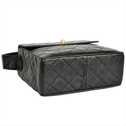 Chanel Matelasse Shoulder Bag Caviar Skin Black Gold Hardware 7 Digit 4 Unit
