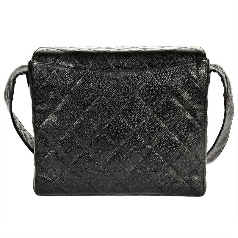 Chanel Matelasse Shoulder Bag Caviar Skin Black Gold Hardware 7 Digit 4 Unit