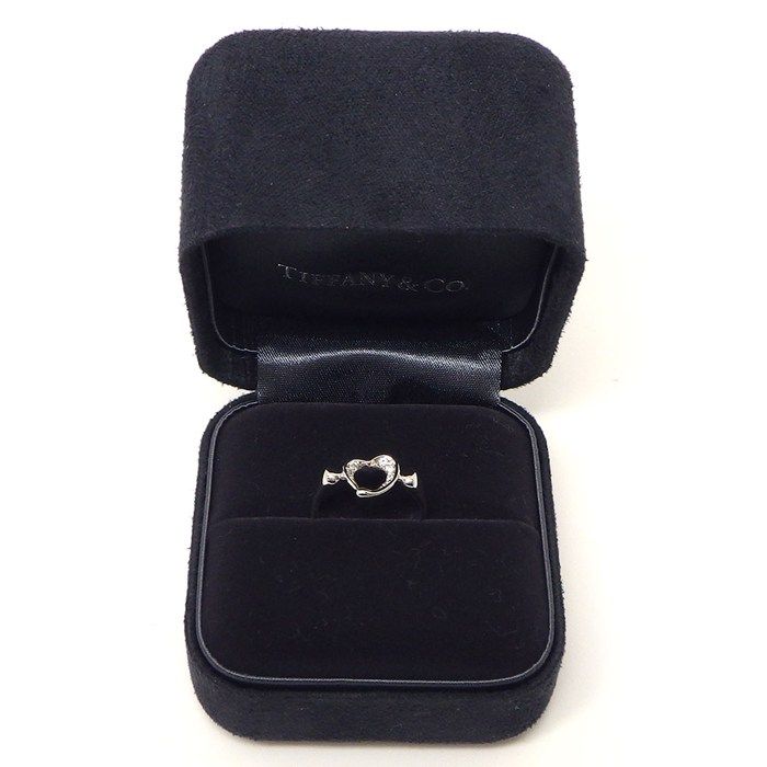 Tiffany & Co Tiffany & Co Ring Open Heart with Diamonds Pt950 Size 10.5