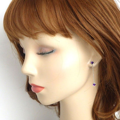 Gucci Earrings Swing Drop 4 Point Amethyst 18k White Gold