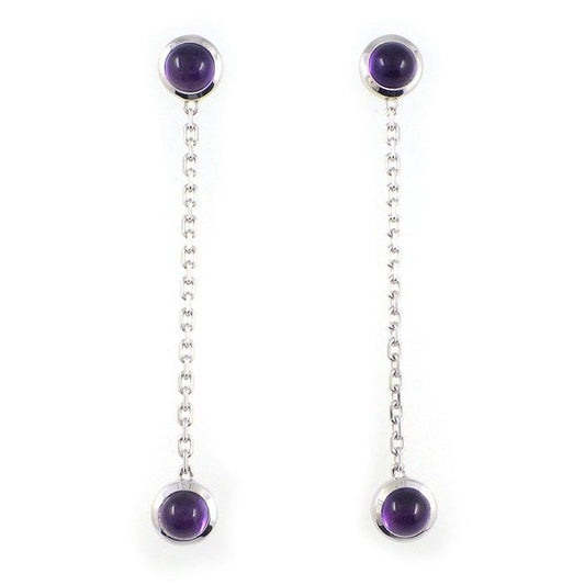 Gucci Earrings Swing Drop 4 Point Amethyst 18k White Gold