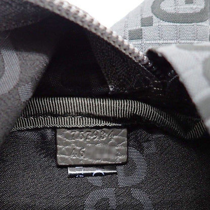 Gucci Belt Bag Large 767934 Facpm 1246 Dark Grey Black GG Nylon Leather Silver