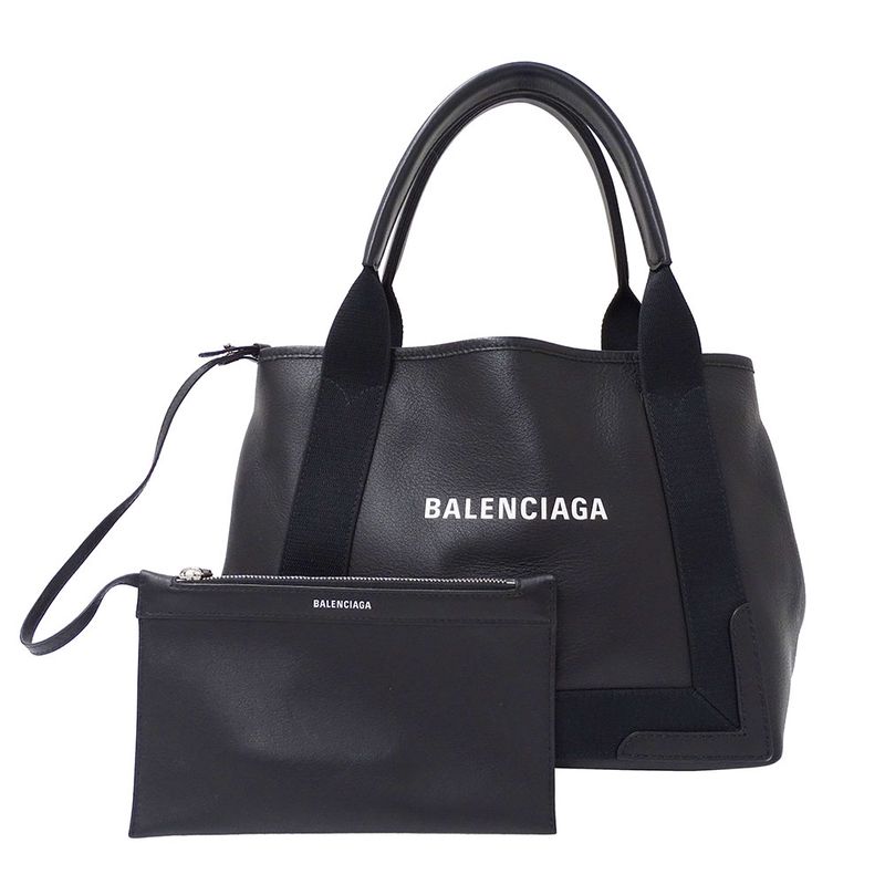 Balenciaga Bag Women's Brand Tote Leather Navy Cabas S Black Handbag Stylish