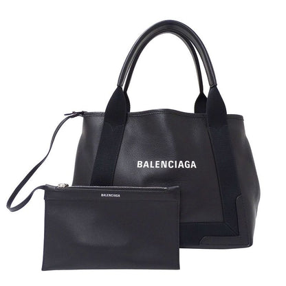 Balenciaga Bag Women's Brand Tote Leather Navy Cabas S Black Handbag Stylish