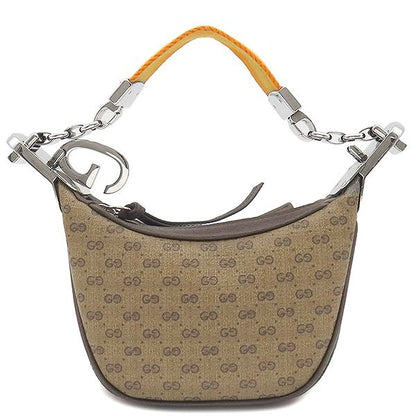 Gucci 2way Bag Micro GG Supreme Canvas Leather Beige and Ebony Silver Hardware