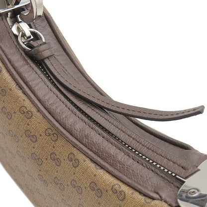 Gucci 2way Bag Micro GG Supreme Canvas Leather Beige and Ebony Silver Hardware