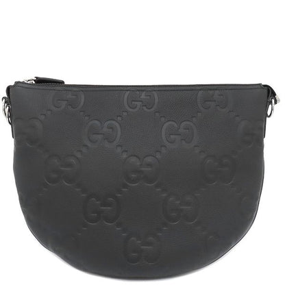 Gucci Shoulder Bag Jumbo GG Messenger Bag Leather Jumbo Ggleather Black Silver