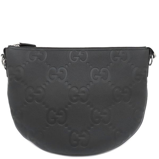 Gucci Shoulder Bag Jumbo GG Messenger Bag Leather Jumbo Ggleather Black Silver