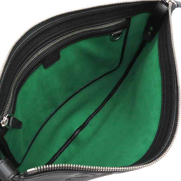 Gucci Shoulder Bag Jumbo GG Messenger Bag Leather Jumbo Ggleather Black Silver