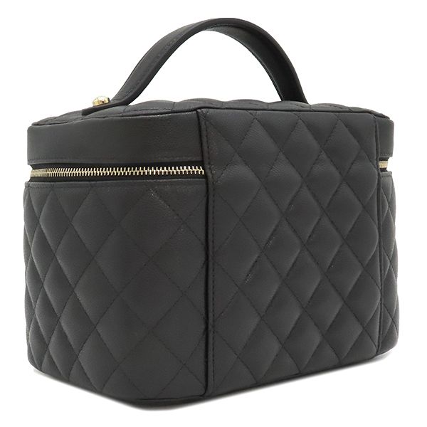 Chanel Handbag Timeless Classic Vanity Leather Caviar Skin Black Gold Hardware