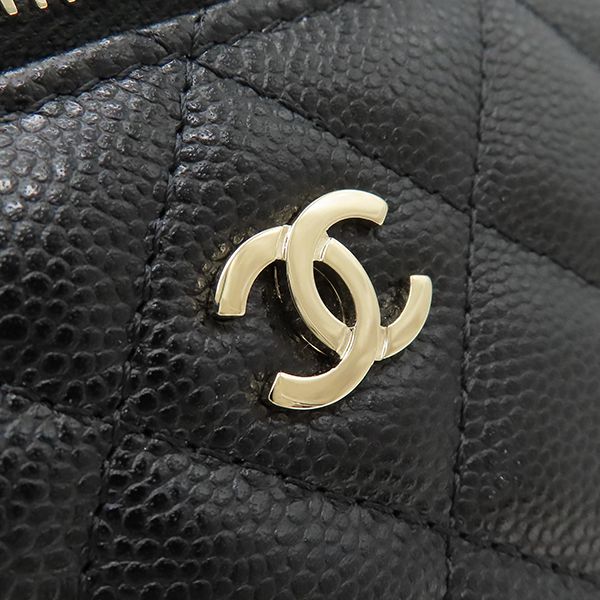 Chanel Handbag Timeless Classic Vanity Leather Caviar Skin Black Gold Hardware