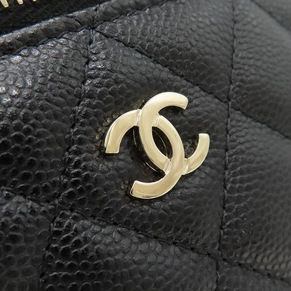 Chanel Handbag Timeless Classic Vanity Leather Caviar Skin Black Gold Hardware
