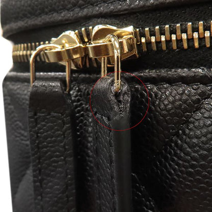 Chanel Handbag Timeless Classic Vanity Leather Caviar Skin Black Gold Hardware