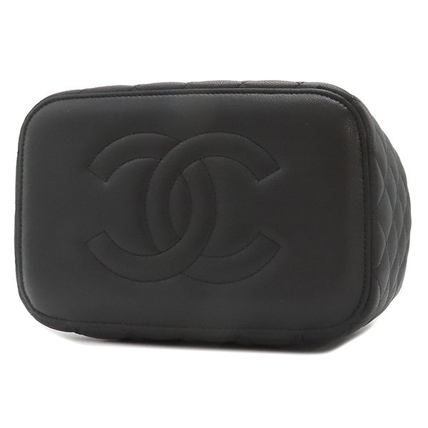 Chanel Handbag Timeless Classic Vanity Leather Caviar Skin Black Gold Hardware