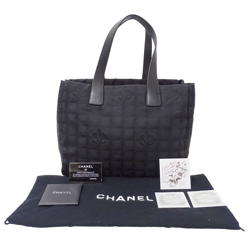 Chanel Bag Women's Brand Tote Nylon New Travel Tote MM Black Handbag Stylish