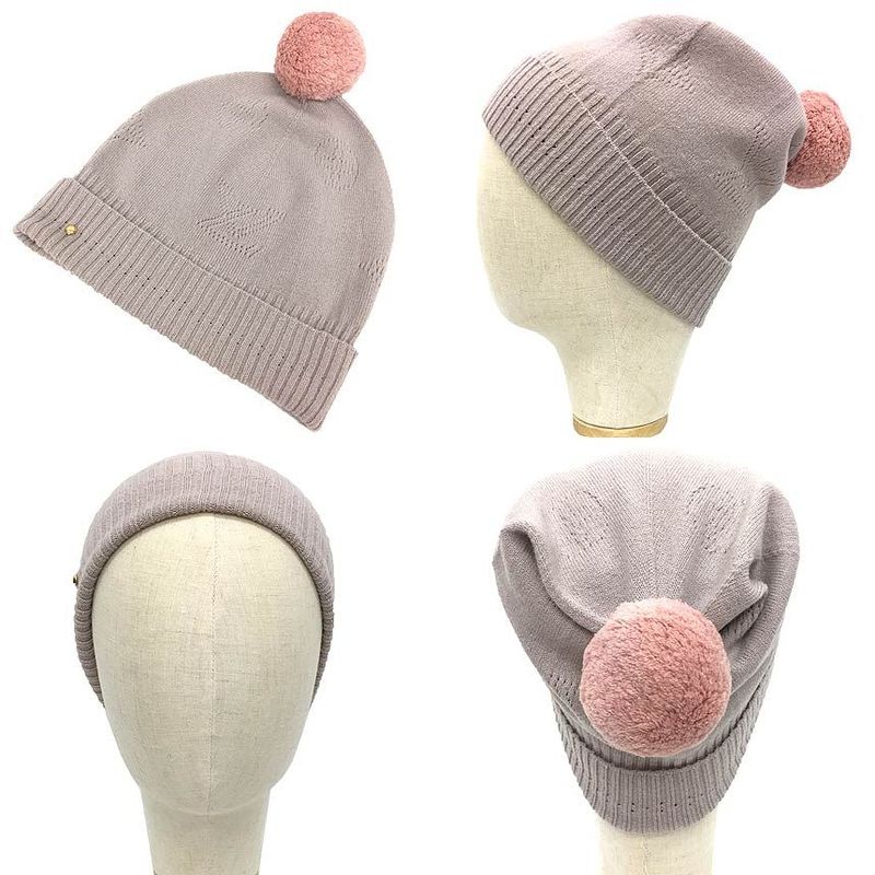Louis Vuitton Monogram Knit Hat Beanie Mahina M75540 Pink Aq11572