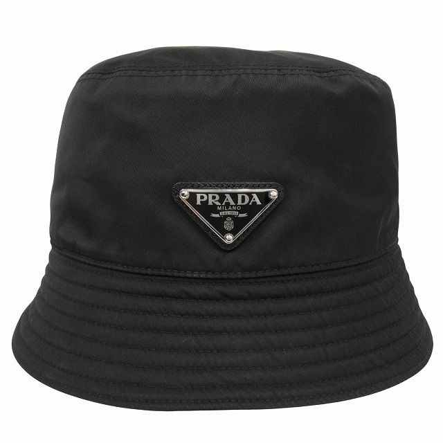 Prada "re-nylon Bucket Hat" Hat Triangle Logo Triangle Logo Plate Nylon 2hc137