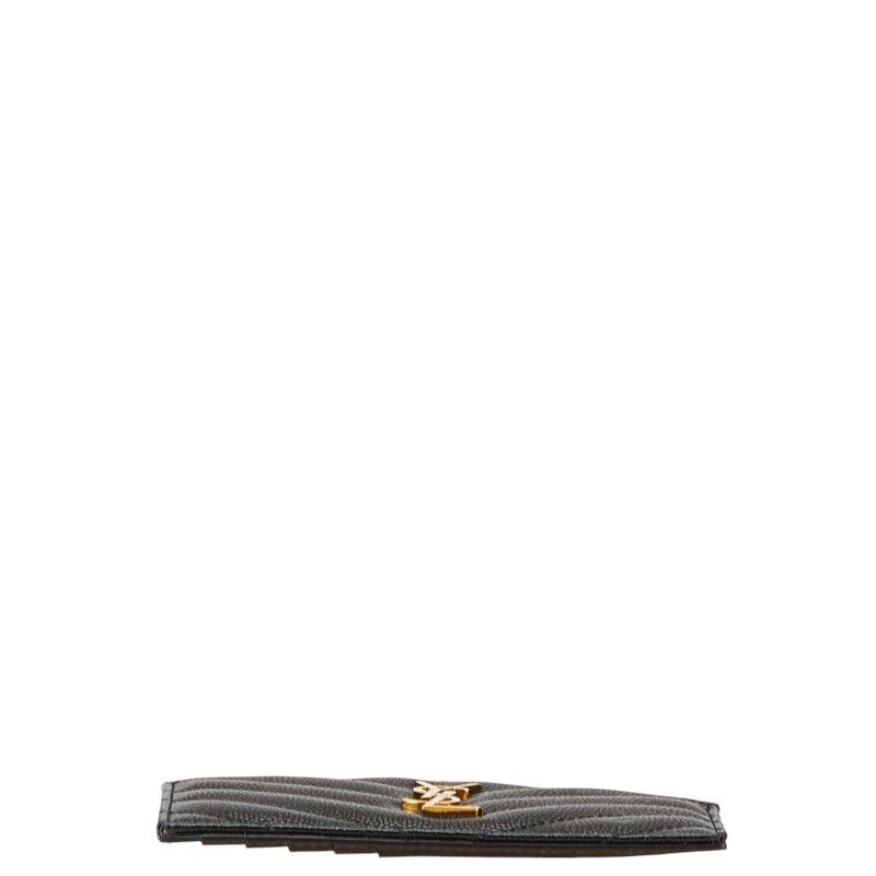 Saint Laurent YSL Logo V Stitch Card Case Fragment Case Coin Case 607915 Black