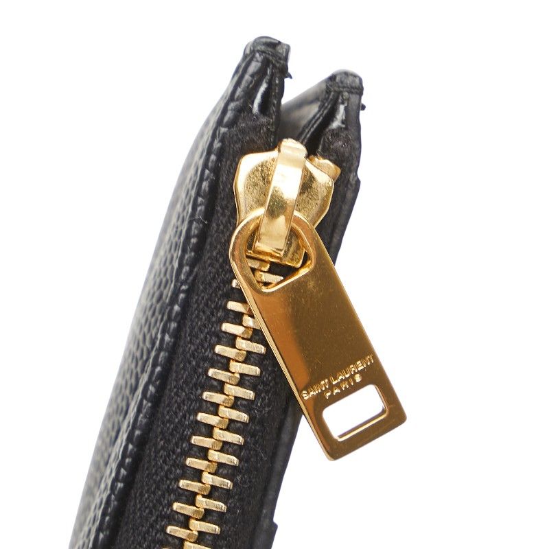Saint Laurent YSL Logo V Stitch Card Case Fragment Case Coin Case 607915 Black