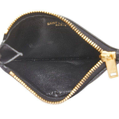 Saint Laurent YSL Logo V Stitch Card Case Fragment Case Coin Case 607915 Black