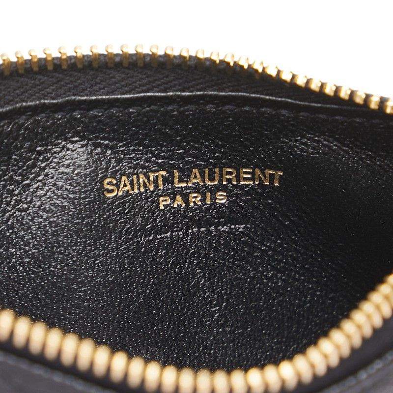 Saint Laurent YSL Logo V Stitch Card Case Fragment Case Coin Case 607915 Black