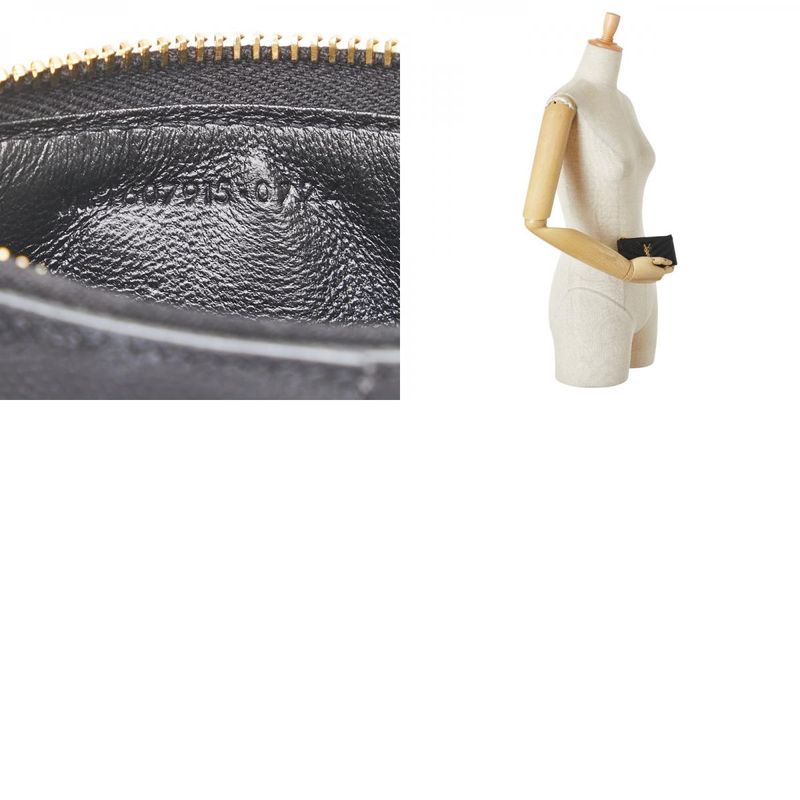 Saint Laurent YSL Logo V Stitch Card Case Fragment Case Coin Case 607915 Black