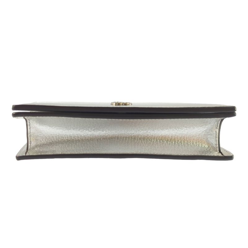 Gucci GG Marmont Chain Shoulder Wallet / 497985 / Silver / Wallet Bag [] A