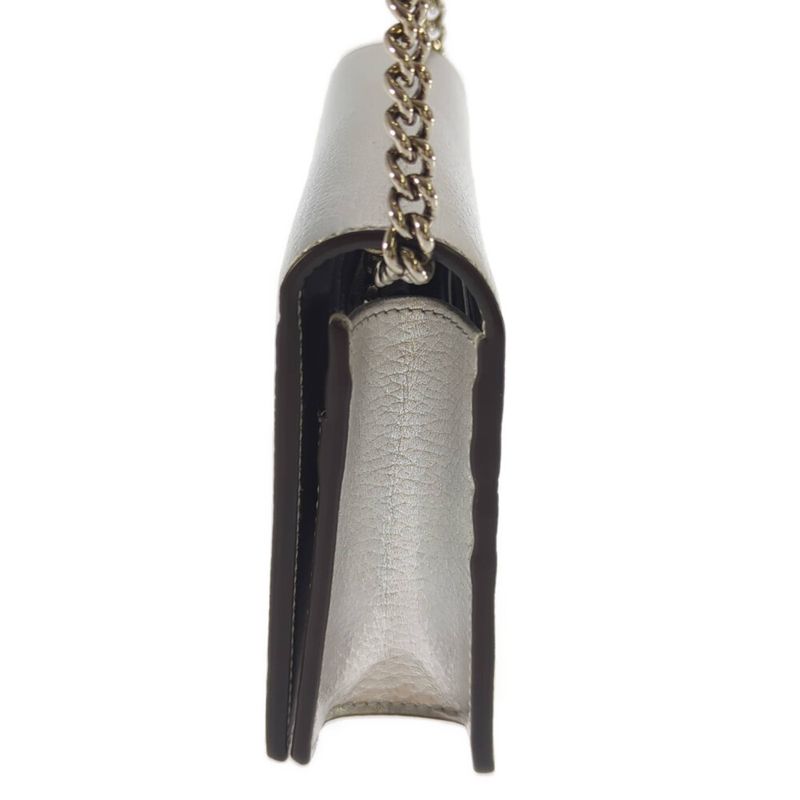 Gucci GG Marmont Chain Shoulder Wallet / 497985 / Silver / Wallet Bag [] A