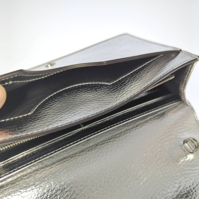 Gucci GG Marmont Chain Shoulder Wallet / 497985 / Silver / Wallet Bag [] A