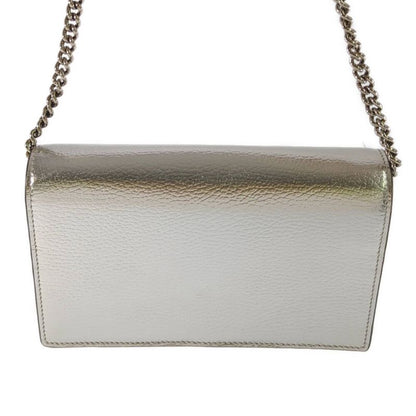 Gucci GG Marmont Chain Shoulder Wallet / 497985 / Silver / Wallet Bag [] A