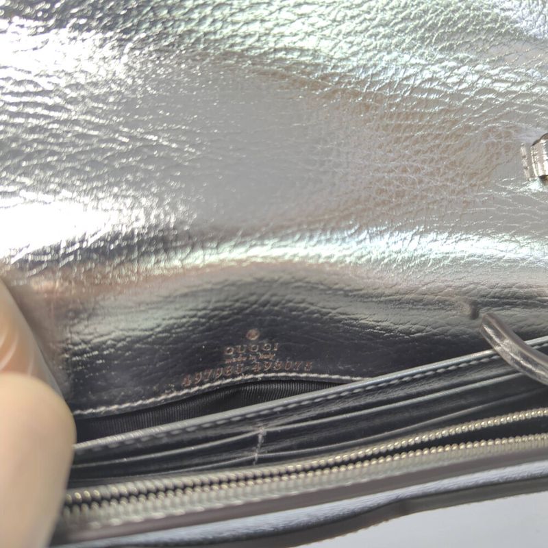 Gucci GG Marmont Chain Shoulder Wallet / 497985 / Silver / Wallet Bag [] A